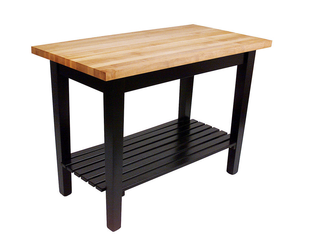 Country Work Table in Black with One Shelf